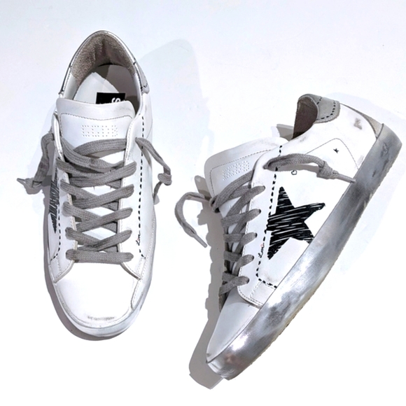 💯Golden Goose ⭐ Leather Black Marker Star Sneakers 38 - Picture 2 of 10